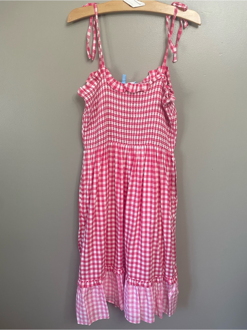 Draper James Pink Gingham Smocked Midi Sundress Medium Cottagecore - Picture 2 of 10